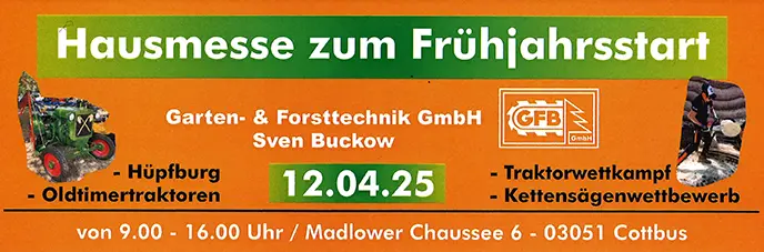 Hausmesse zum Frühjahrsstart am 12.04.2025 in Cottbus